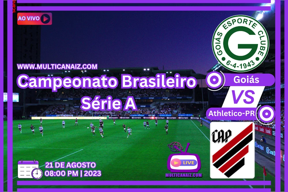  Banner do jogo de futebol Goiás x Athletico-PR pelo campeonato brasileiro da série a no multicanais